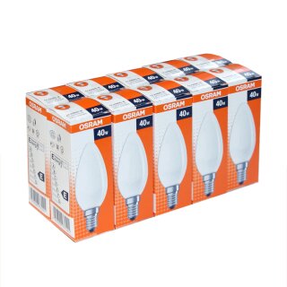 10 x OSRAM Glühlampe Glühbirne Kerze 40W 40 Watt E14 MATT Glühbirnen Glühlampen