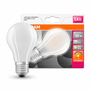 Osram LED Filament Leuchtmittel Birnenform A60 8W = 60W E27 matt 806lm warmweiß 2700K Ra>90