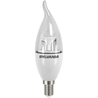 Sylvania LED Leuchtmittel Kerze Windstoß 3,7W = 25W E14 klar 250lm warmweiß 2700K