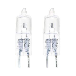 2 x Sylvania Halogen Leuchtmittel Stiftsockel 28W GY6.35 klar 500lm warmweiß 2900K