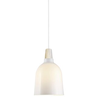 8W Ø14cm 14 Opal/Weiß max. E1 Nordic Pendelleuchte Karma Holz Nordlux