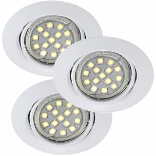 3 x Nordlux LED Einbauleuchten Triton Weiß rund schwenkbar IP23 3 x 3W GU10 200lm warmweiß 2700K