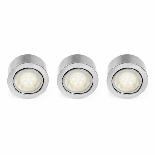 3 x Nordlux LED Möbel Aufbau- & Einbauleuchten Mercur Stahl gebürstet IP44 3 x 1,2W G4 85lm warmweiß 3200K