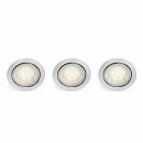 3 x Nordlux LED Möbel Aufbau- & Einbauleuchten Mercur Stahl gebürstet IP44 3 x 1,2W G4 85lm warmweiß 3200K