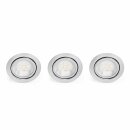 3 x Nordlux LED Möbel Aufbau- & Einbauleuchten Mercur Stahl gebürstet IP44 3 x 1,2W G4 85lm warmweiß 3200K