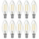 10 x LED Filament Leuchtmittel Kerze gedreht 4W = 40W E14...