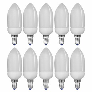 10 x Lightway ESL Energiesparlampe Kerze 9W = 39W E14 415lm warmweiß 2700K 10.000h