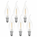 6 x LED Filament Leuchtmittel Windstoß Kerze 1W =...