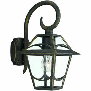 Massive Außenleuchte Wandleuchte Babylon Laterne Schwarz/Gold IP44 max. 60W E27 ohne Leuchtmittel