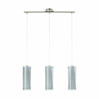 Eglo Pendelleuchte Hängeleuchte 72,5cm Pinto Nero nickel matt Rauchglas opal matt 3-flammig max 3 x 60W E27