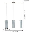Eglo Pendelleuchte Hängeleuchte 72,5cm Pinto Nero nickel matt Rauchglas opal matt 3-flammig max 3 x 60W E27