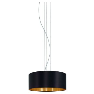 Eglo Pendelleuchte Hängeleuchte Maserlo Rund Ø53cm Stoff schwarz gold 3-flammig max. 32 x 60W E27 ohne Leuchtmittel