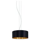 Eglo Pendelleuchte Hängeleuchte Maserlo Rund Ø53cm Stoff schwarz gold 3-flammig max. 32 x 60W E27 ohne Leuchtmittel