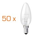 50 x Glühbirne Kerze 25W E14 klar Glühlampe 25...