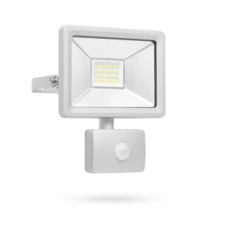 Smartwares LED Fluter Außenstrahler Silber IP44 20W 1600lm Neutralweiß 4000K mit Sensor