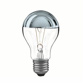 Bellight Glühbirne Birnenform A60 60W E27 Kopfspiegel Silber Glühlampe 60 Watt Glühbirnen dimmbar