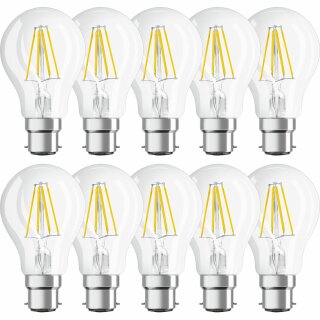 10 x Osram LED Filament Leuchtmittel Parathom Birnenform 7W = 60W B22d klar 806lm warmweiß 2700K DIMMBAR