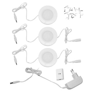 3 x Smartwares LED Unterbauleuchten Spots IP20 3 x 1,8W 120lm warmweiß 3000K 100° dimmbar mit Sensor