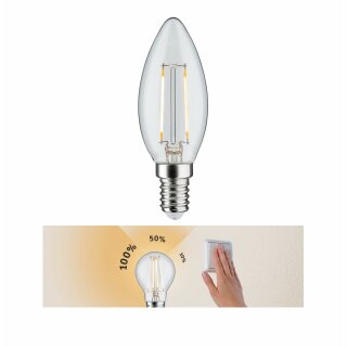 Paulmann LED Filament Leuchtmittel Kerze 2,5W = 25W E14 klar 250lm 3-Stufen Schalter DIMMBAR