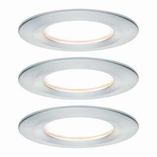 3 x Paulmann LED Einbaustrahler Set Alu gedreht starr IP44 6,8W LED Coin Modul warmweiß 2700K D78 für 68er Loch DIMMBAR