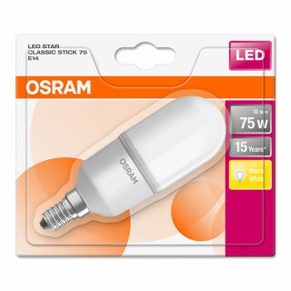Osram LED Star Stick Röhre T37 Lampe 10W = 75W E14 1055lm warmweiß 2700K