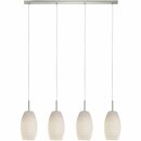 Eglo Hängeleuchte Batista 3 4-flammig Nickel matt/Weiß Glas Wischtechnik 4 x 11W E27 ohne Leuchtmittel