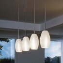 Eglo Hängeleuchte Batista 3 4-flammig Nickel matt/Weiß Glas Wischtechnik 4 x 11W E27 ohne Leuchtmittel
