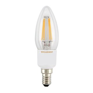 Sylvania LED Filament Leuchtmittel ToLEDo Retro Kerze 4,5W = 39W E14 klar 450lm 822 extra warmweiß 2200K DIMMBAR