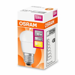 matt 470lm Tropfen = E27 P LED Osram Leuchtmittel Classic 5W Star 40W