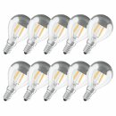 10 x Osram LED Filament Tropfen Classic P 4,5W = 33W E14 Kopfspiegel silber 380lm warmweiß 2700K DIMMBAR