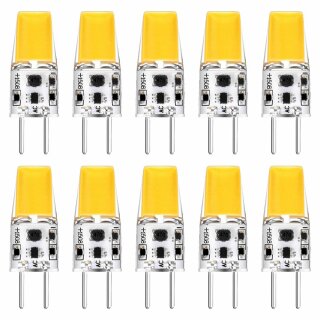 10 x LED COB Stiftsockellampe 2,5W = 32W GY6,35 klar 12V 200lm warmweiß 2700K