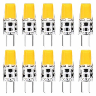 10 x LED COB Stiftsockellampe 2,5W = 32W GY6,35 klar 12V 200lm warmweiß 2700K