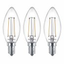 3 x Philips LED Filament Leuchtmittel Kerzen 2W = 25W E14 klar 250lm warmweiß 2700K