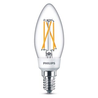 Philips LED Filament Leuchtmittel Kerze 4,5W = 40W E14 klar 470lm SceneSwitch 2200K 2500K 2700K warmweiß Schalter DIMMBAR