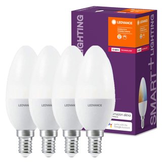 4 x Ledvance Smart+ LED Leuchtmittel Kerze 5W = 40W E14 matt 470lm 2700K - 6500K Tunable White Zigbee