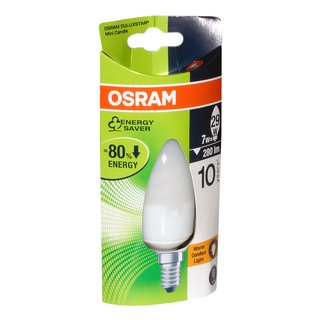 Osram Dulux Mini Candle Kerze 7W = 29W E14 Energiesparlampe warm warmweiß Duluxstar