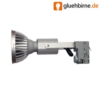 Set 3-Phasen PAR Strahler mit LED Toshiba 18,8W PAR38 Warmweiß 3000K 3300cd 25°  E27 passend für Erco Staff Ivela silber 