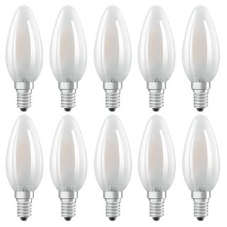 10 x Osram LED Filament Leuchtmittel Classic Kerze 2,5W = 25W E14 matt 250lm neutralweiß 4000K