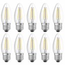 10 x Osram LED Filament Leuchtmittel Retrofit Kerze 4W = 40W E27 klar 470lm warmweiß 2700K