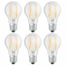 6 x Bellalux LED Filament Leuchtmittel CLA75 Birnenform A60 7,5W = 75W E27 klar 1055lm warmweiß 2700K 300°