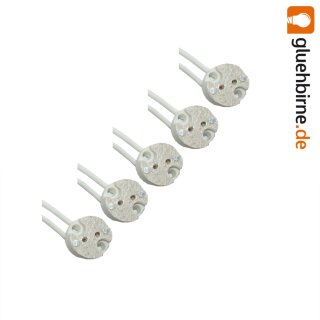 5 x GU5,3/G4/G6,35 Fassung Keramik LED Halogen mit Kabel