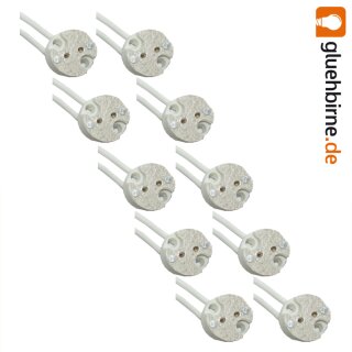 10 x GU5,3/G4/G6,35 Fassung Keramik LED Halogen mit Kabel