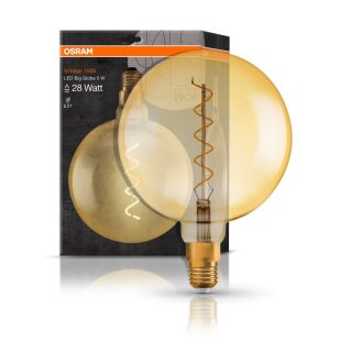 Osram Vintage 1906 LED Spiral Filament Leuchtmittel Globe G200 5W = 28W E27 gold gelüstert 300lm extra warmweiß 2000K