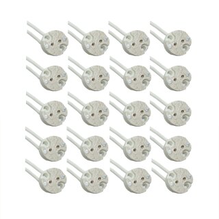 20 x GU5,3/G4/G6,35 Fassung Keramik LED Halogen mit Kabel