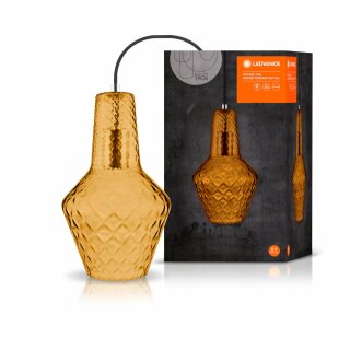 Ledvance Vintage 1906 Pendelleuchte Carved Pendant Bottle Glas Flaschenform Orange Ø18cm max. 40W E27