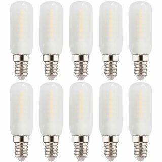 10 x LED Leuchtmittel Röhre T25 Dunstabzugshaubenlampe 2,5W = 23W E14 matt 220lm warmweiß 2700K 270°