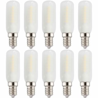 10 x LED Leuchtmittel Röhre T25 Dunstabzugshaubenlampe 2,5W = 23W E14 matt 220lm warmweiß 2700K 270°