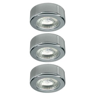 3 x Paulmann Möbelaufbauleuchten Micro Line Chrom 3 x 20W G4 warmweiß 2900K 12V Halogen