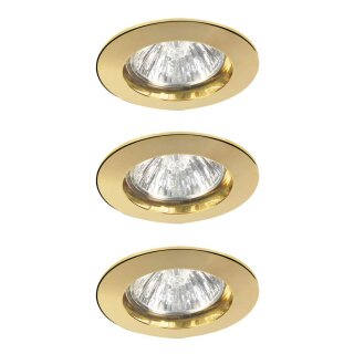 3 x Paulmann Halogen Einbauleuchten rund Gold IP44 3 x 35W GU4 201lm warmweiß 2800K