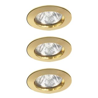 3 x Paulmann Halogen Einbauleuchten rund Gold IP44 3 x 35W GU4 201lm warmweiß 2800K